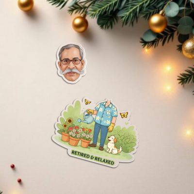 Personalized Retirement Caricature Bobblehead Retired & Relaxed Theme Battery Powered Moving Head for Home Decor & Car Dashboard Retirement, Grandfather & Boss